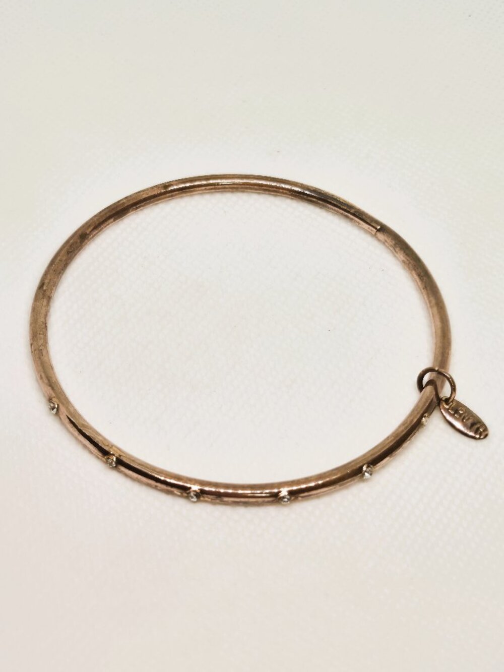 LBVYR Yves Rocher Rose Gold Tone Rhinestone Bangle Bracelet